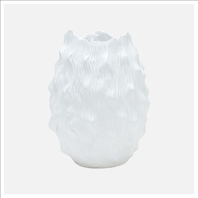 19" White Textured Ceramic Vase