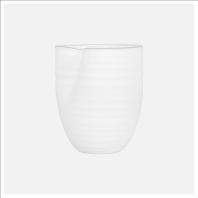 8" White Ribbed Glass Vase