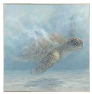 30" Sq Sea Turtle Swimming With It's Level Coastal Canvas