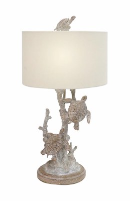 Light Brown Three Sea Turtles Polyresin Coastal Table Lamp