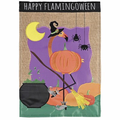 18" x 13" "Happy Flamingoween" Mini Coastal Halloween Garden Flag