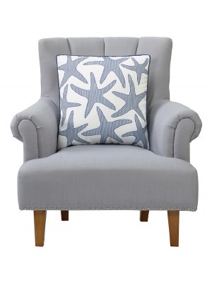 20" Sq Navy Starfish Decorative Coastal Pillow