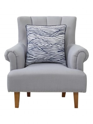 20" Sq Navy Waves Decorative Coastal Pillow