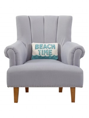 8" x 12" "Beach Time" Decorative Coastal Hooked Pillow