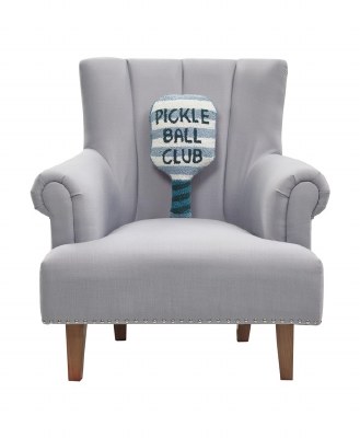 18" x 9" Pickleball Paddle Shape Decorative Hooked Pillow