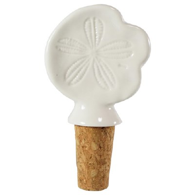 4" White Sand Dollar Coastal Bottle Topper