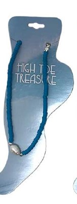 Teal Beads and Faux Pearl Anklet