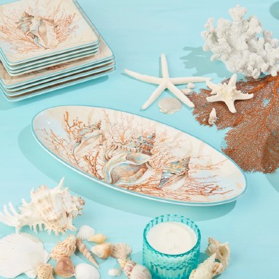 8" x 19" Escape to the Sea Ceramic Oval Platter