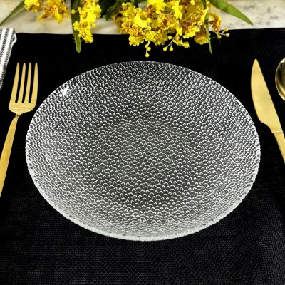 8" Round Clear Cabana Glass Low Bowl
