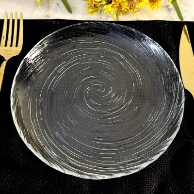 8" Round Clear Volute Glass Plate