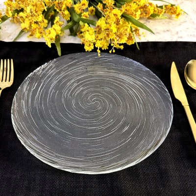 11" Round Clear Volute Glass Plate