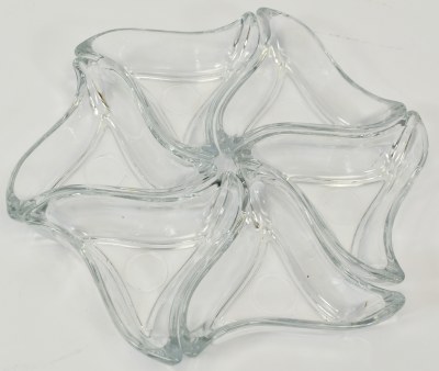 Set of Six Clear Triangle Shaped Glass Dishes