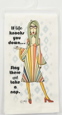 27" Sq "If Life Knocks You Down..." Flour Sack Kitchen Towel