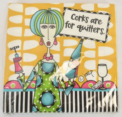 5" Square "Corks Are For Quitters." Beverage Napkins