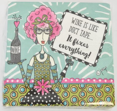 5" Square "Wine is Like Duct Tape..." Beverage Napkins