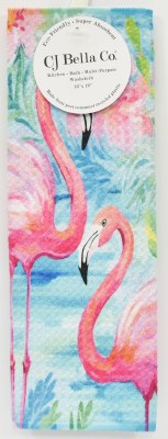 10" Sq Flamingos and Flowers Washcloth
