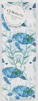 10" Sq Blue and Green Sea Turtle Washcloth