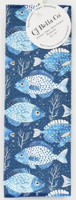 10" Sq Blue and White Fish Washcloth