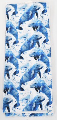 30" x 18" Blue Manatees Kitchen Towel
