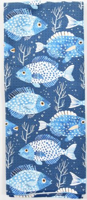 30" x 18" Blue and White Fish Kitchen Towel