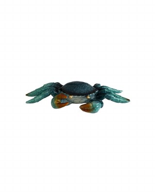 7" Blue Polyresin Crab Figurine