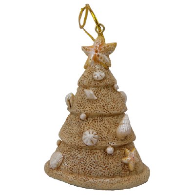 3" Sand Christmas Tree With Sea Shells Polyresin Ornament