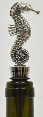 "Sanibel Island" Distressed Silver Seahorse Bottle Stopper