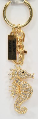 "Sanibel Island" Gold Bling Seahorse Key Chain