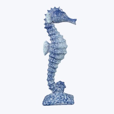 Large Dark Blue Polyresin Seahorse Statue