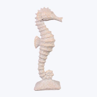 Large Peach Polyresin Seahorse Statue
