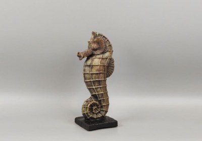 17" Taupe Coastal Seahorse Statue