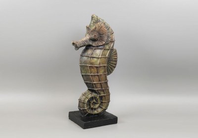 21" Taupe Coastal Seahorse Statue