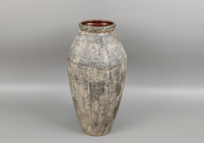 20" Taupe and Verdigris Metal Vase