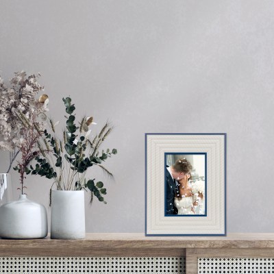 4" x 6" Blue and White Rope Picture Frame