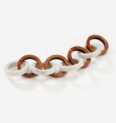 Brown Wood and White Marble Eight Links
