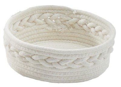 10" Round Low White Cloth Basket