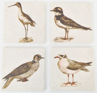Set of Four Brown Shorebirds Ceramic Coasters