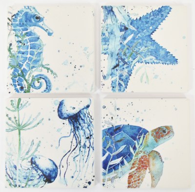 Set of Four Under the Sea Ceramic Coasters