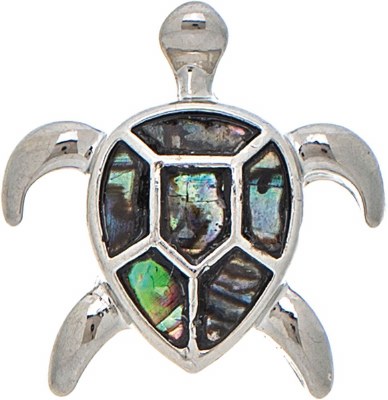 Silver Toned Abalone Sea Turtle Post Earrings