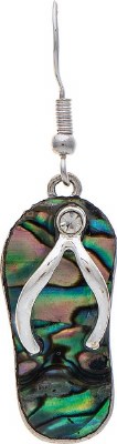 Silver Toned Abalone Flip Flop Earrings