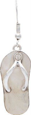 Silver Toned Mother of Pearl Flip Flop Earrings