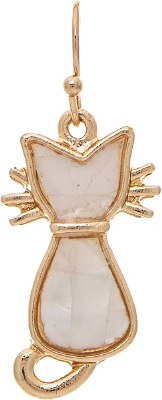 Gold Toned Mother od Pearl Sitting Cat Earrings