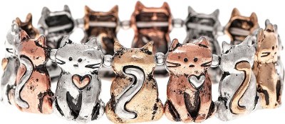 Three Toned Curly Tailed Cat Bracelet