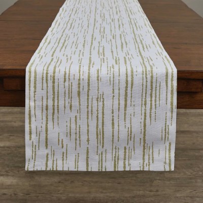 15" x 72" Green Cara Stripe Table Runner