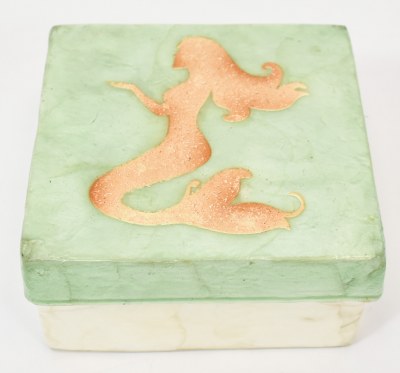 4" Sq Large Mermaid Capiz Box