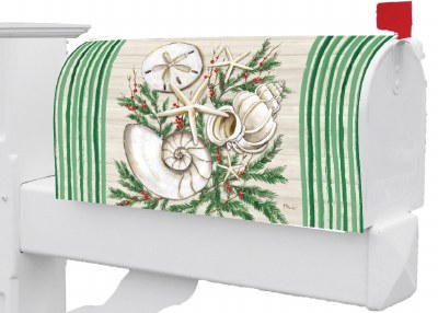 Coastal Christmas Sea Shells Mailbox Cover