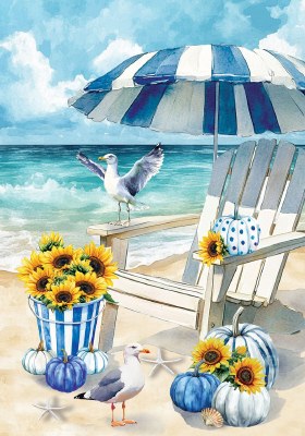 40" x 28" Sunflowers on the Beach Large Coastal Fall & Thanksgiving Flag