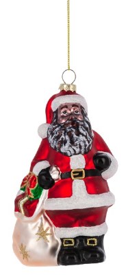 6" Red Santa Holding a Toy Sack Glass Christmas Ornament