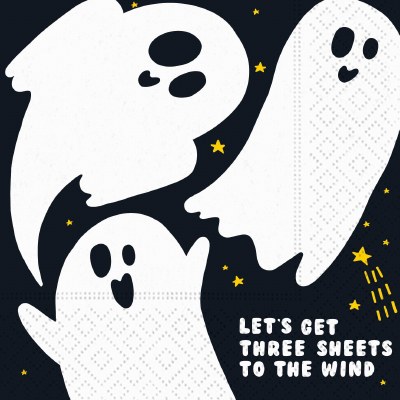 5" Square "Let's Get Three Sheets to the Wind" Halloween Beverage Napkins