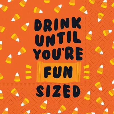 5" Square "Drink Until You're Fun Sized" Halloween Beverage Napkins